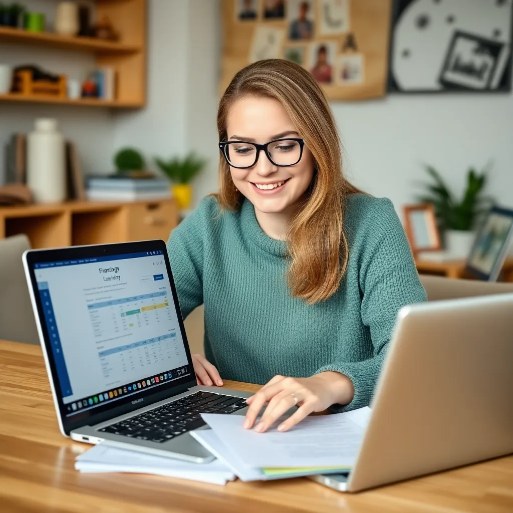 Student die online financiële cursus volgt op laptop