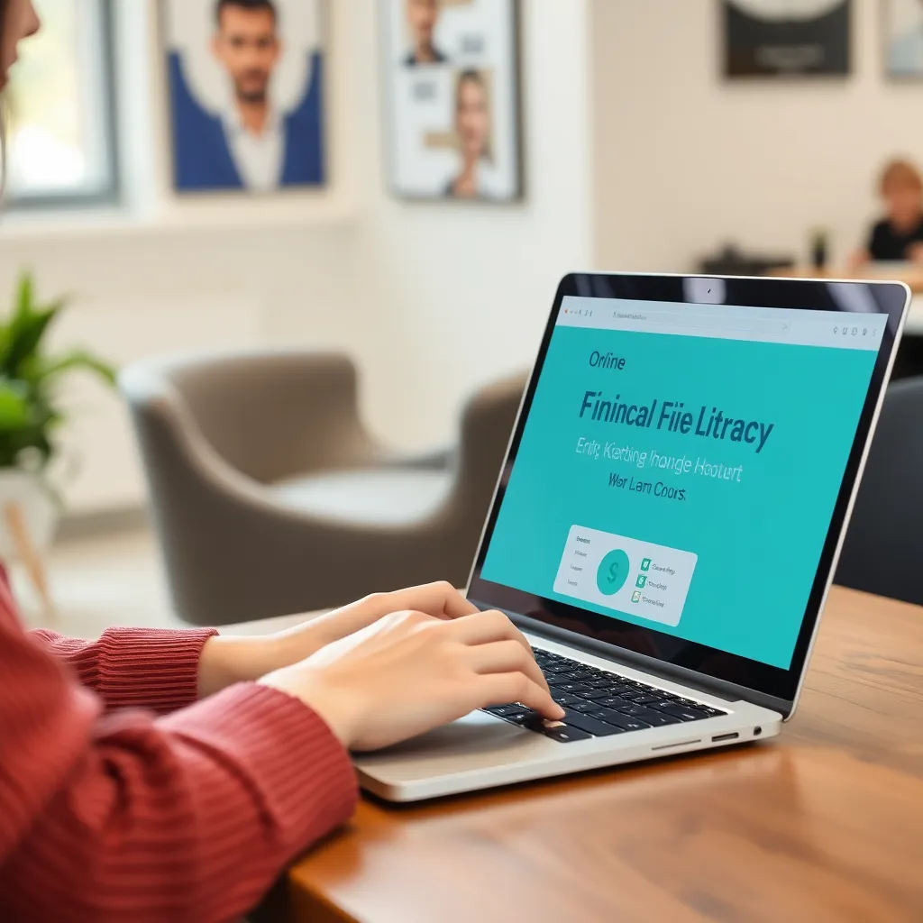 Student die een online financiële proefles volgt op laptop
