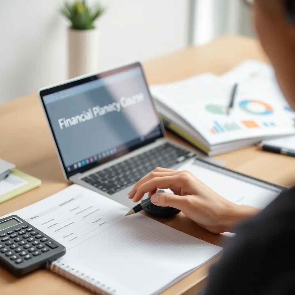 Persoon die budgetplanningstools gebruikt op een bureau
